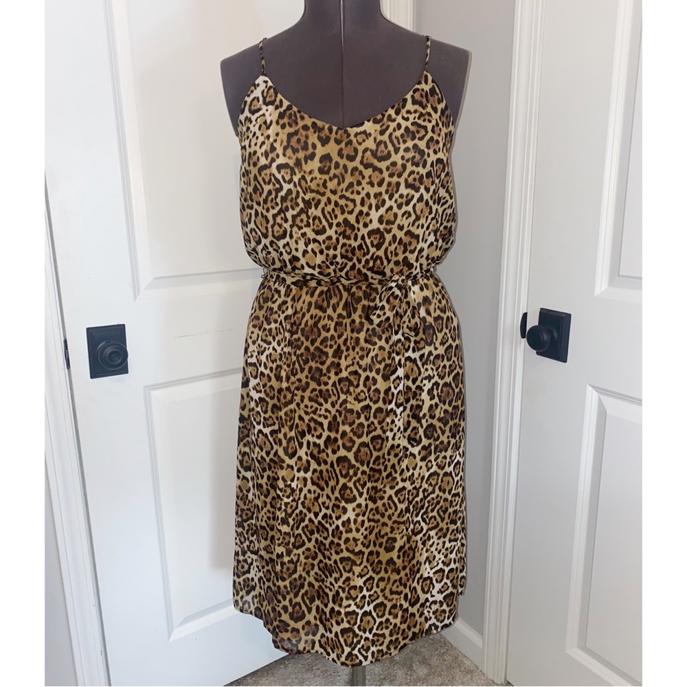Maurice’s Leopard Cross Back Tie Waist Midi Dress